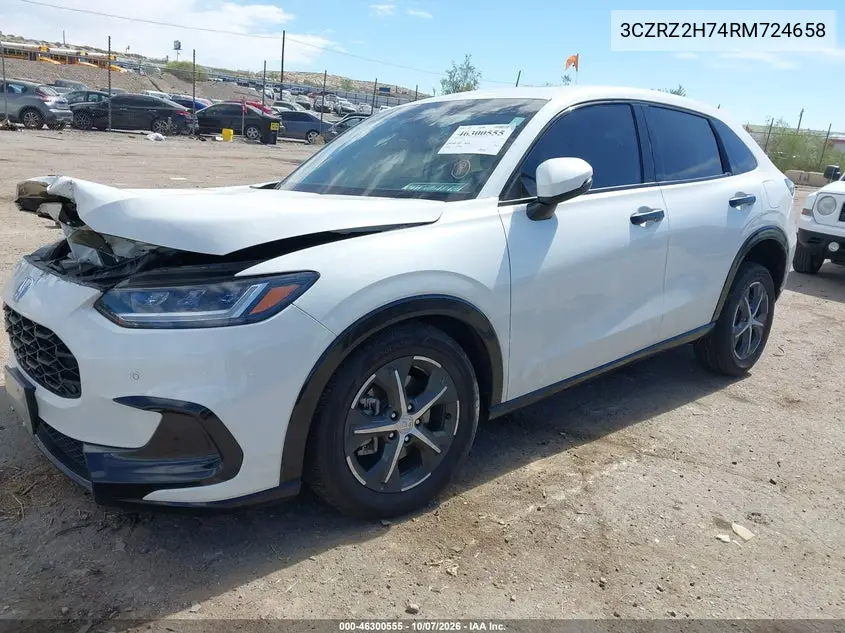 2024 HONDA HR-V VIN 3CZRZ2H74RM724658 — фото 2