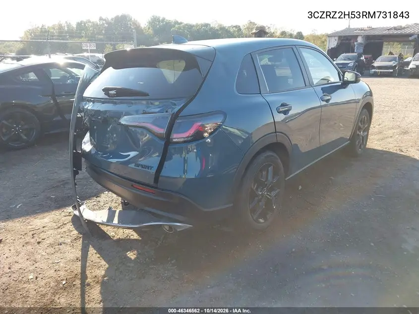 2024 HONDA HR-V VIN 3CZRZ2H53RM731843 — фото 4