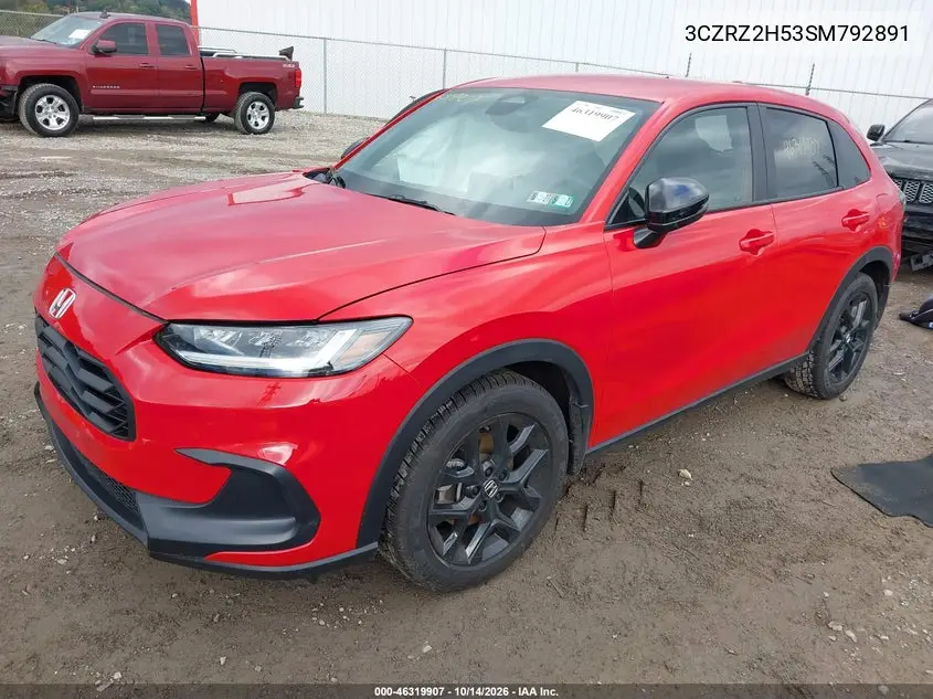 2025 HONDA HR-V VIN 3CZRZ2H53SM792891 — фото 2