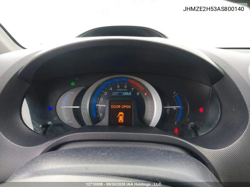 2010 HONDA INSIGHT VIN JHMZE2H53AS800140 — фото 7
