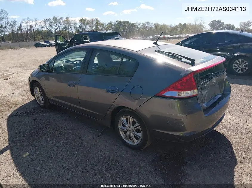 2010 HONDA INSIGHT VIN JHMZE2H72AS034113 — фото 3