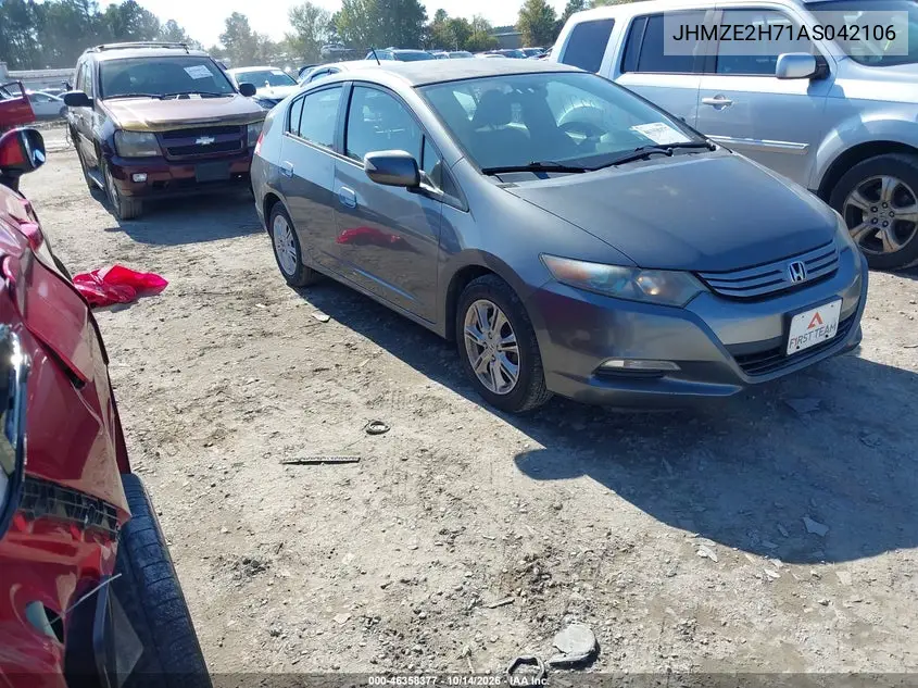 HONDA INSIGHT 2010, VIN JHMZE2H71AS042106