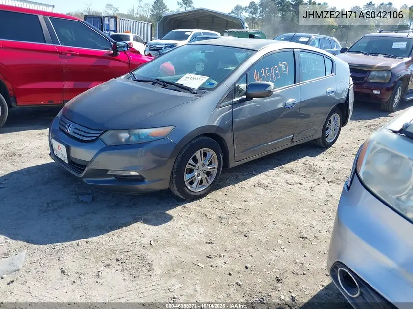 2010 HONDA INSIGHT VIN JHMZE2H71AS042106 — фото 2