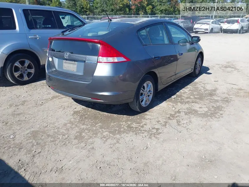 2010 HONDA INSIGHT VIN JHMZE2H71AS042106 — фото 4