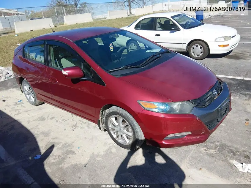 HONDA INSIGHT 2010, VIN JHMZE2H76AS007819