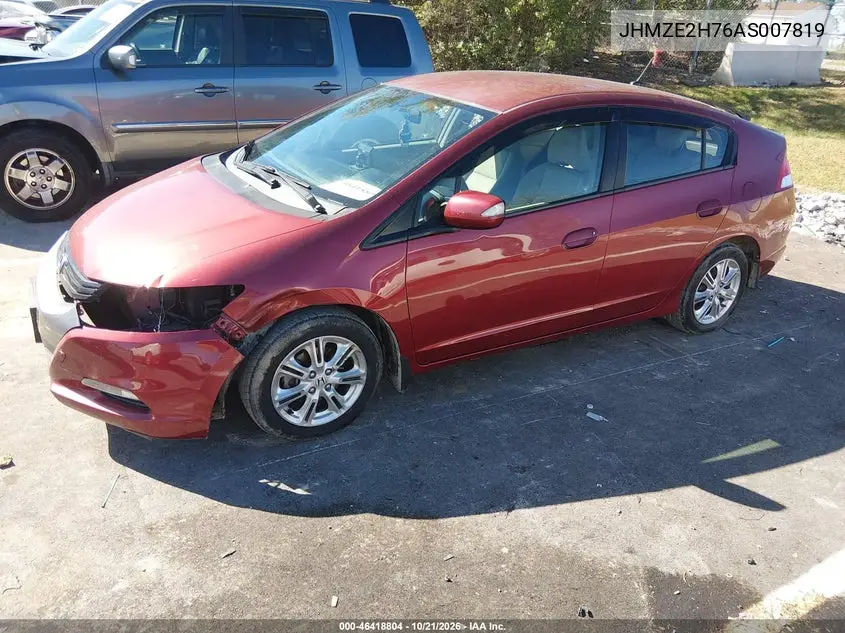 2010 HONDA INSIGHT VIN JHMZE2H76AS007819 — фото 2