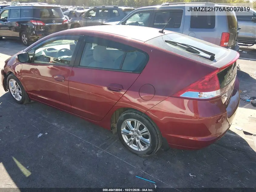 2010 HONDA INSIGHT VIN JHMZE2H76AS007819 — фото 3