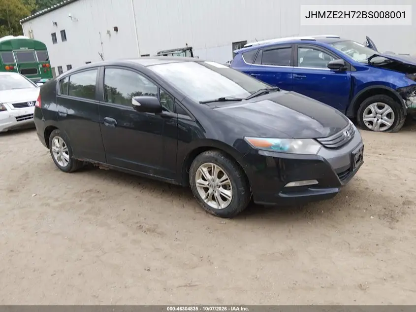 HONDA INSIGHT 2011, VIN JHMZE2H72BS008001