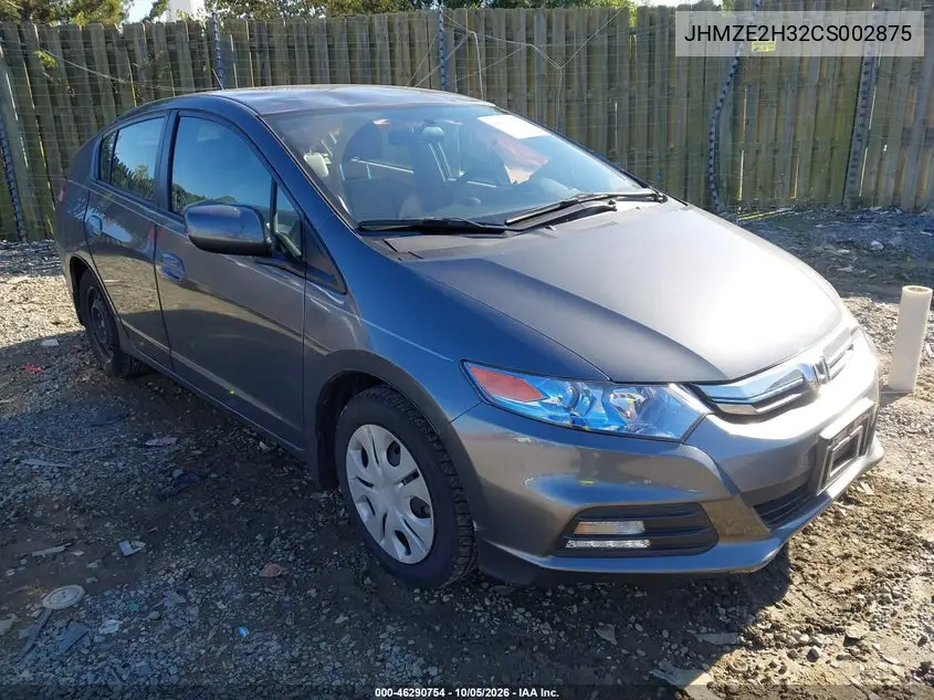 HONDA INSIGHT 2012, VIN JHMZE2H32CS002875