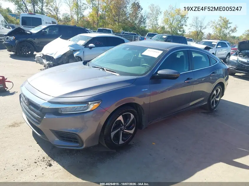 2021 HONDA INSIGHT VIN 19XZE4F52ME005247 — фото 2