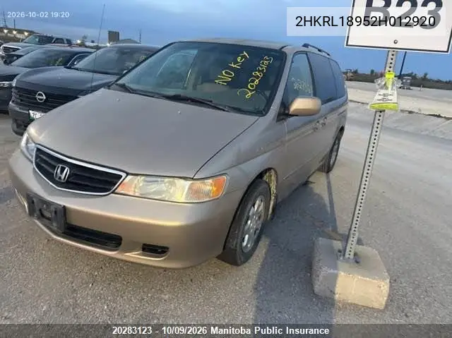 HONDA ODYSSEY 2002, VIN 2HKRL18952H012920