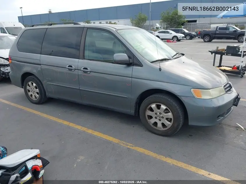 HONDA ODYSSEY 2002, VIN 5FNRL18662B002143