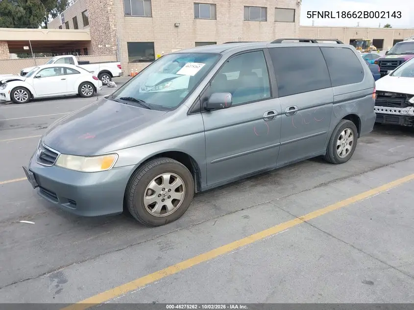 2002 HONDA ODYSSEY VIN 5FNRL18662B002143 — фото 2