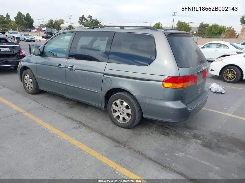 2002 HONDA ODYSSEY VIN 5FNRL18662B002143 — фото 3