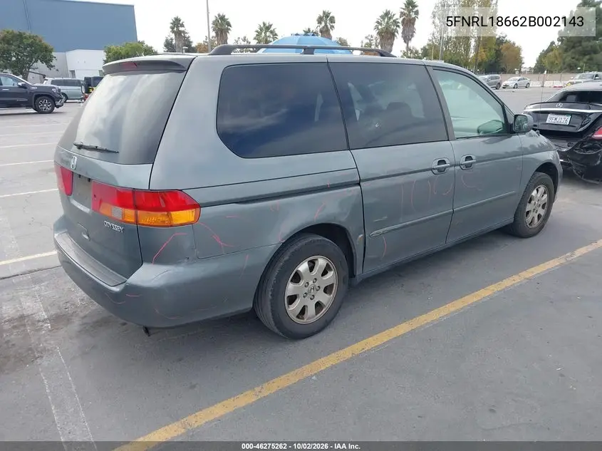 2002 HONDA ODYSSEY VIN 5FNRL18662B002143 — фото 4