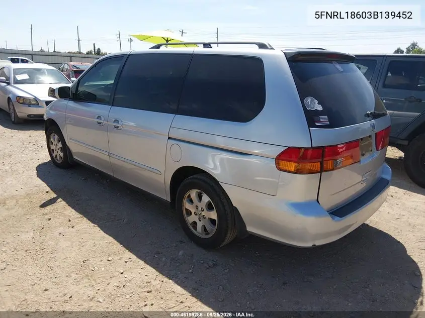 2003 HONDA ODYSSEY VIN 5FNRL18603B139452 — фото 3