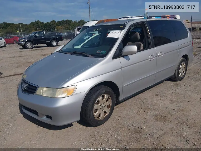 2003 HONDA ODYSSEY VIN 5FNRL18993B021717 — фото 2