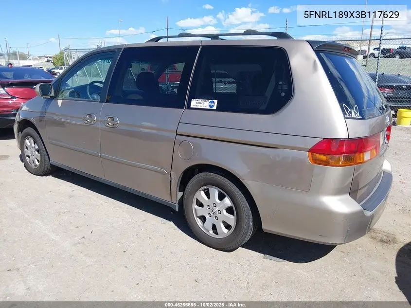 2003 HONDA ODYSSEY VIN 5FNRL189X3B117629 — фото 3