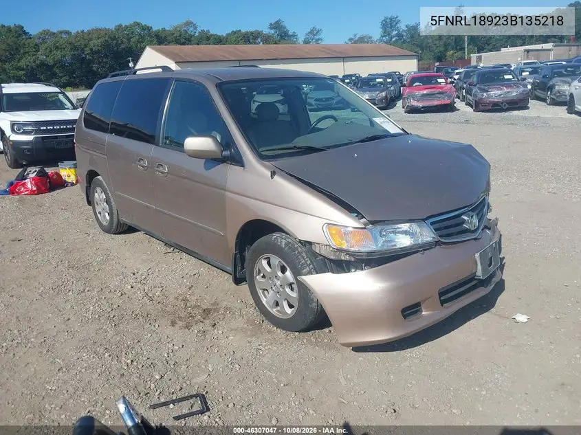 HONDA ODYSSEY 2003, VIN 5FNRL18923B135218