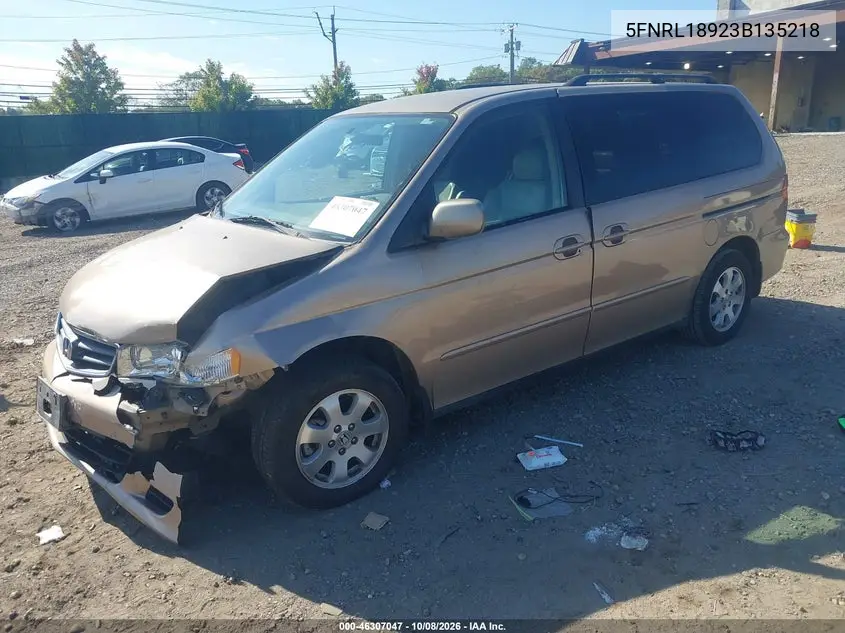 2003 HONDA ODYSSEY VIN 5FNRL18923B135218 — фото 2