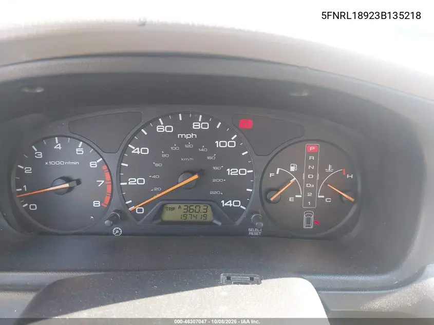 2003 HONDA ODYSSEY VIN 5FNRL18923B135218 — фото 7