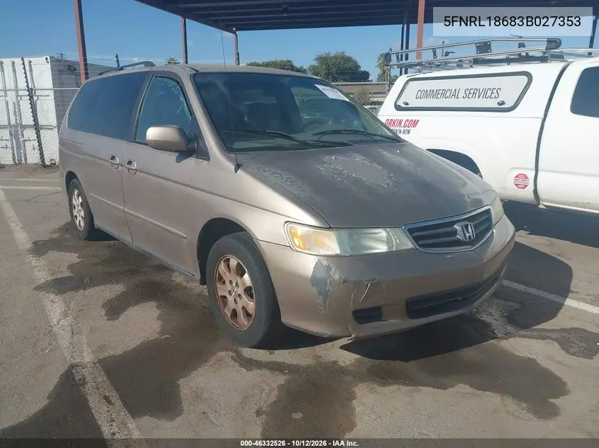 HONDA ODYSSEY 2003, VIN 5FNRL18683B027353