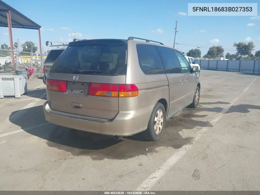 2003 HONDA ODYSSEY VIN 5FNRL18683B027353 — фото 4