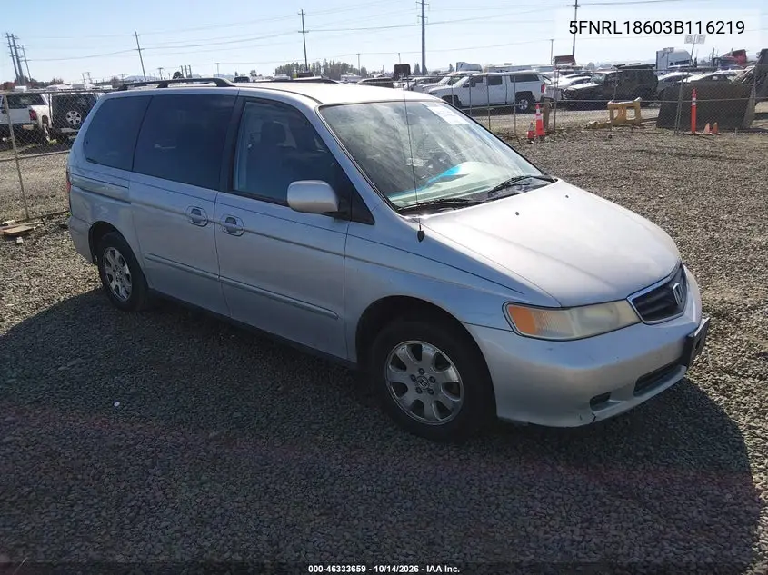 HONDA ODYSSEY 2003, VIN 5FNRL18603B116219