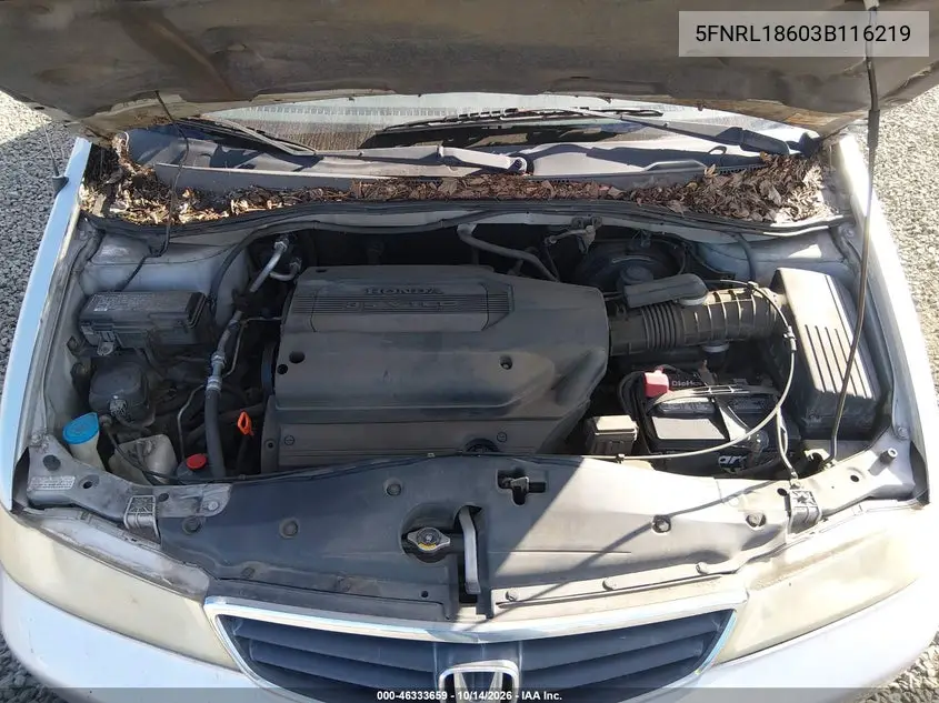 2003 HONDA ODYSSEY VIN 5FNRL18603B116219 — фото 10