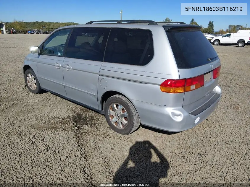 2003 HONDA ODYSSEY VIN 5FNRL18603B116219 — фото 3