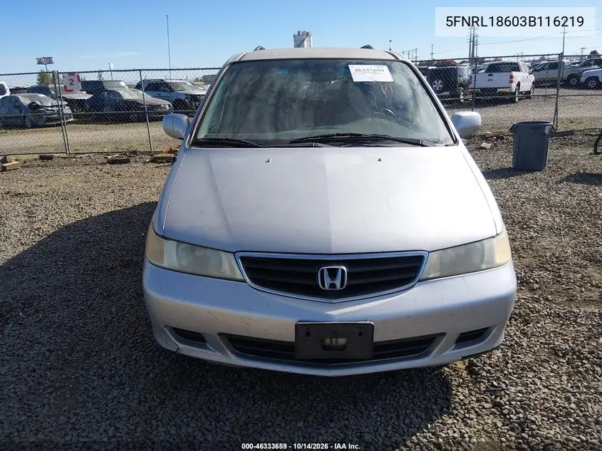 2003 HONDA ODYSSEY VIN 5FNRL18603B116219 — фото 6