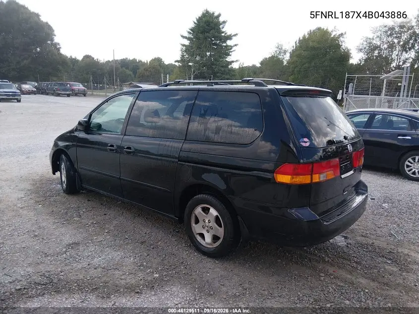 2004 HONDA ODYSSEY VIN 5FNRL187X4B043886 — фото 3