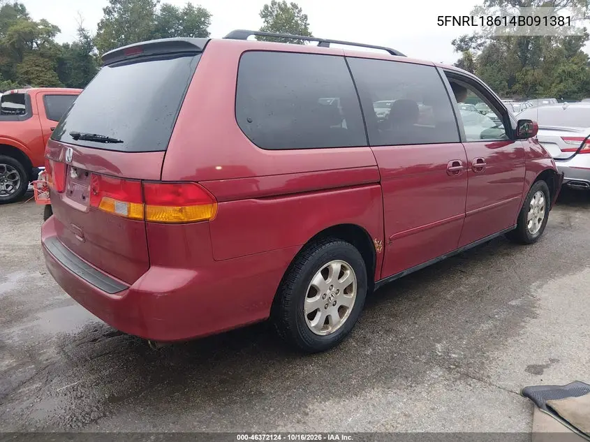 2004 HONDA ODYSSEY VIN 5FNRL18614B091381 — фото 4