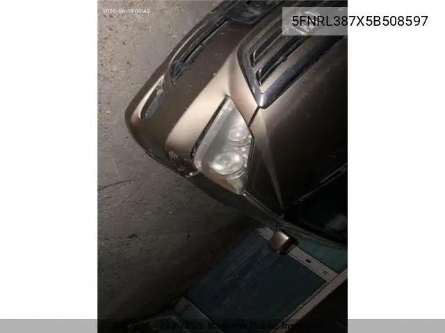HONDA ODYSSEY 2005, VIN 5FNRL387X5B508597