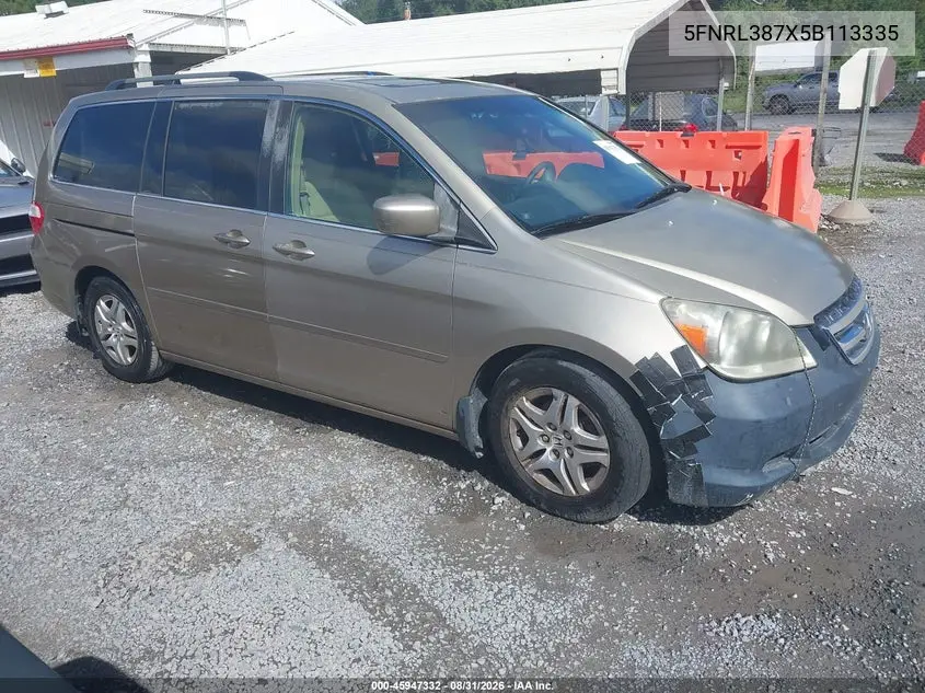 HONDA ODYSSEY 2005, VIN 5FNRL387X5B113335