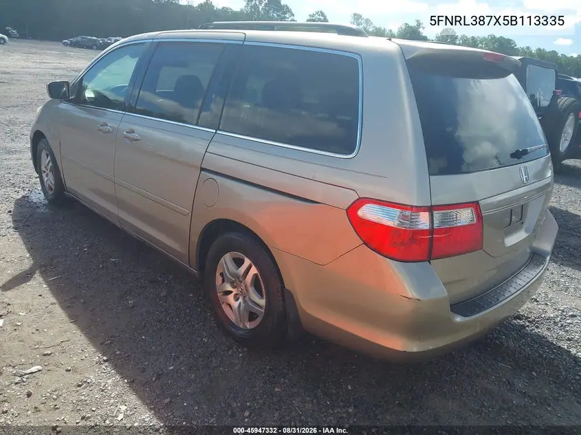 2005 HONDA ODYSSEY VIN 5FNRL387X5B113335 — фото 3