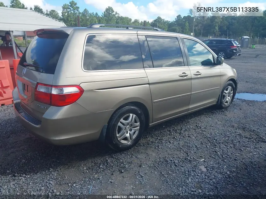 2005 HONDA ODYSSEY VIN 5FNRL387X5B113335 — фото 4