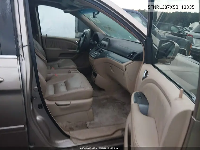 2005 HONDA ODYSSEY VIN 5FNRL387X5B113335 — фото 5