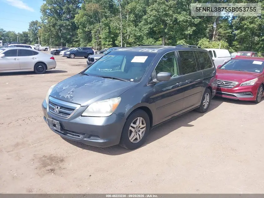 2005 HONDA ODYSSEY VIN 5FNRL38755B053755 — фото 2