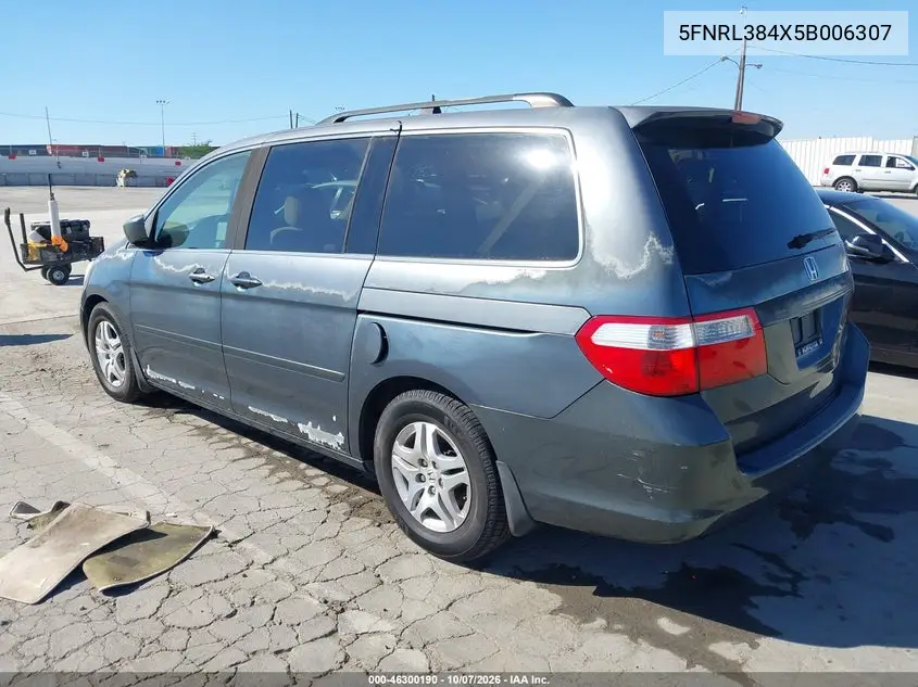 2005 HONDA ODYSSEY VIN 5FNRL384X5B006307 — фото 3