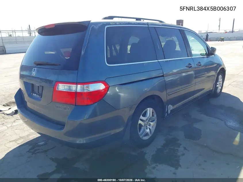 2005 HONDA ODYSSEY VIN 5FNRL384X5B006307 — фото 4