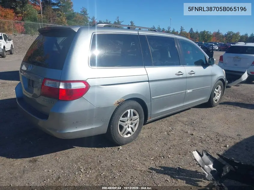 2005 HONDA ODYSSEY VIN 5FNRL38705B065196 — фото 4