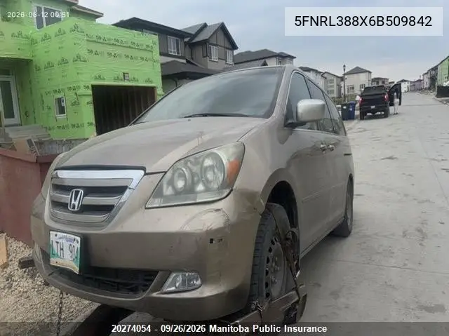 HONDA ODYSSEY 2006, VIN 5FNRL388X6B509842