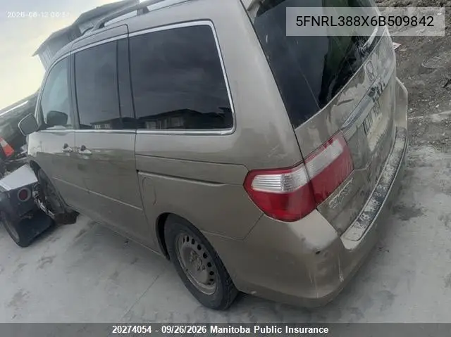 2006 HONDA ODYSSEY VIN 5FNRL388X6B509842 — фото 3