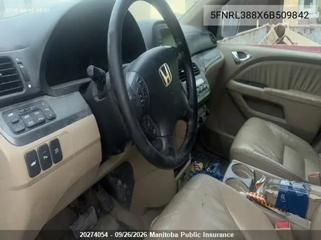 2006 HONDA ODYSSEY VIN 5FNRL388X6B509842 — фото 5