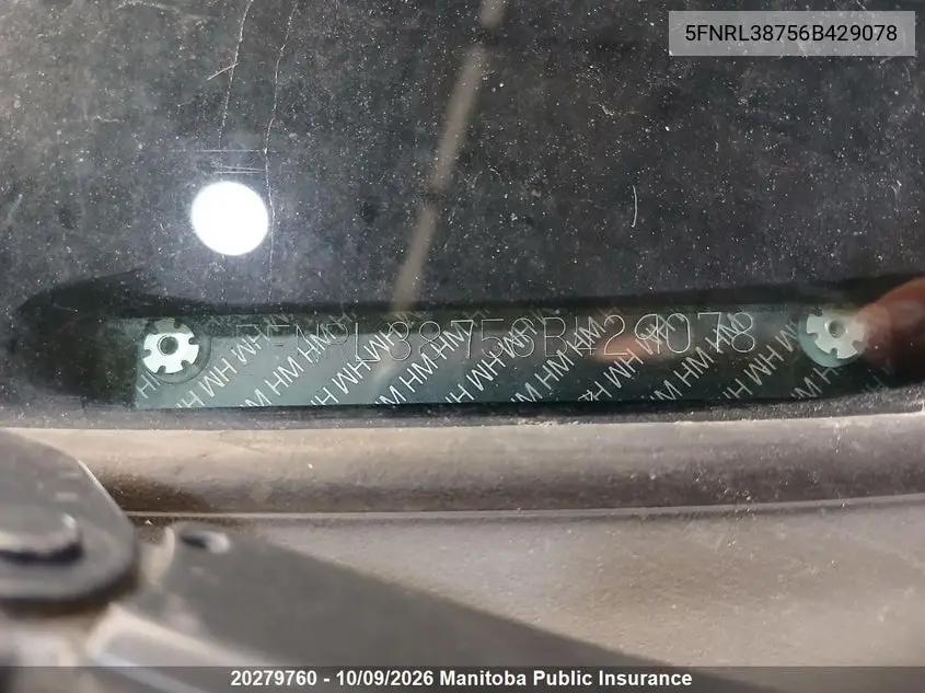 2006 HONDA ODYSSEY VIN 5FNRL38756B429078 — фото 6