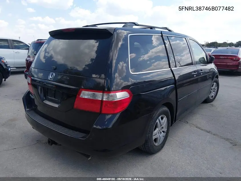 2006 HONDA ODYSSEY VIN 5FNRL38746B077482 — фото 4