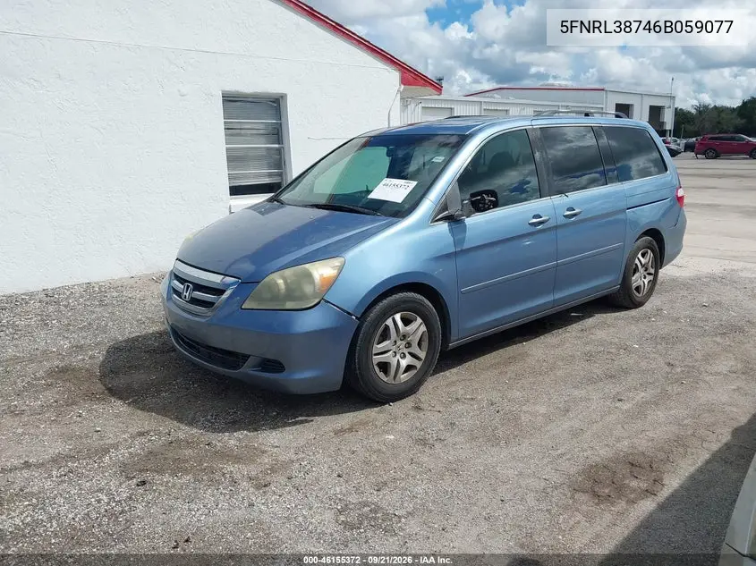 2006 HONDA ODYSSEY VIN 5FNRL38746B059077 — фото 2