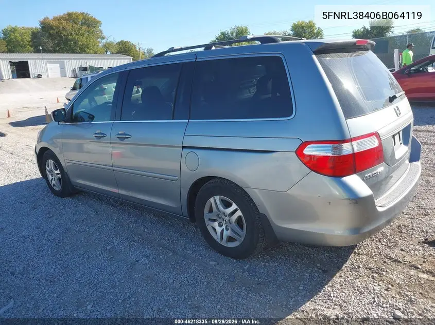 2006 HONDA ODYSSEY VIN 5FNRL38406B064119 — фото 3