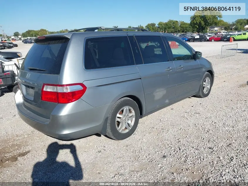 2006 HONDA ODYSSEY VIN 5FNRL38406B064119 — фото 4